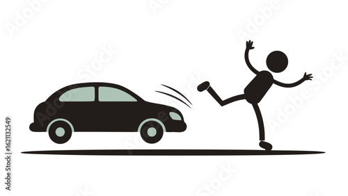 Car chasing a person in a dynamic motion illustration