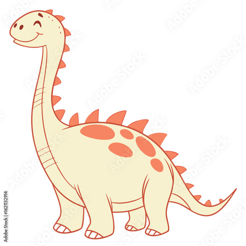Cheerful cartoon brontosaurus illustration with charming smile and endearing features suitable for children friendly projects