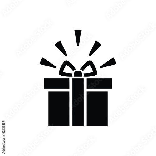 Surprise Celebration An Open Gift Box Icon with Sparkling Elements