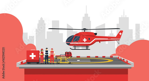 Emergency Air Ambulance Service in the City With Medical Personnel Team