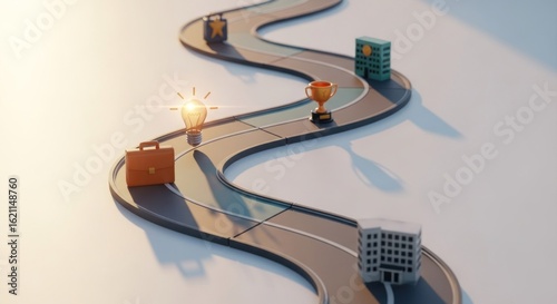 Winding road of success, marked by achievements