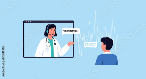 Doctor Consulting Patient About Vaccination Through Online Telemedicine Call