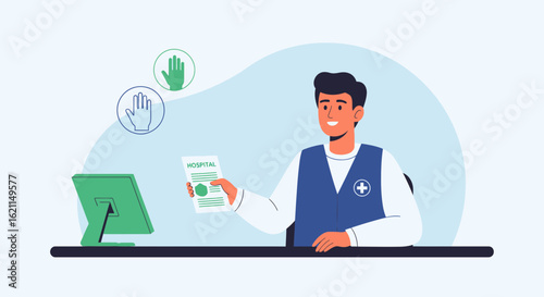 Doctor Holding Medical Report, Online Consultation in Hospital and Telemedicine System