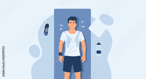 Exhausted Athlete Lying Down After Workout Demonstrating Physical Exertion