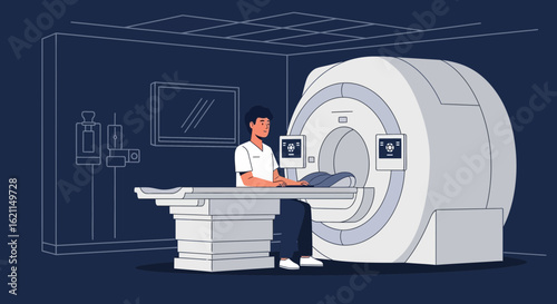 Doctor Supervising Mri Scan Modern Medical Imaging Technology Examination