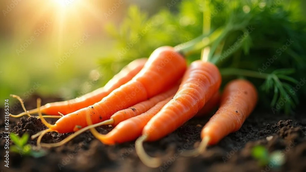 Fresh carrots in the garden. Close up. Fresh carrots in the garden. Close up.