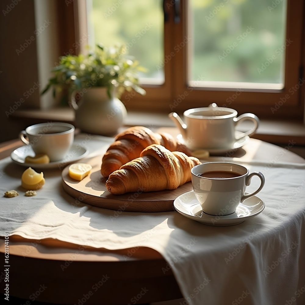 Fototapeta premium Café da manhã rústico europeu