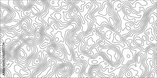 The concept of conditional geographical pattern. Contour maps Vector illustration, Topo contour map on white background. geographic mountain relief abstract lines background with panorama view