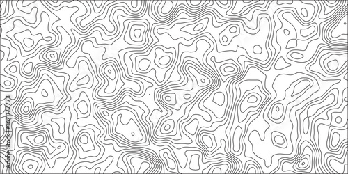 The concept of conditional geographical pattern. Contour maps Vector illustration, Topo contour map on white background. geographic mountain relief abstract lines background with panorama view