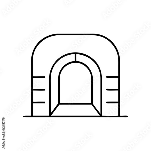 Simple tunnel entrance icon design in black outline style