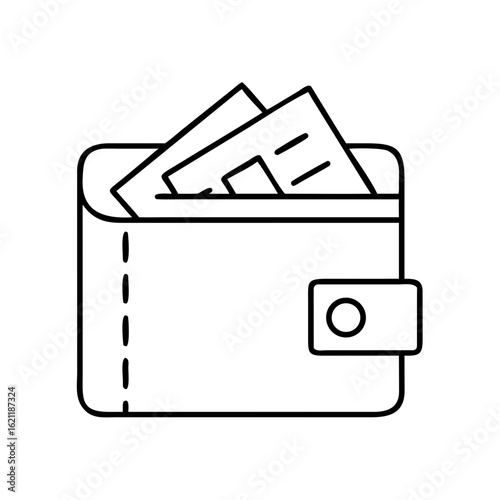 Travel wallet with documents sticking out in a minimalist style