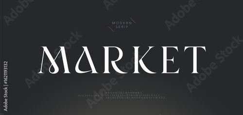 Market, Luxury wedding alphabet font. Typography decorative elegant classic lettering serif fonts vintage retro for logo. vector illustration
