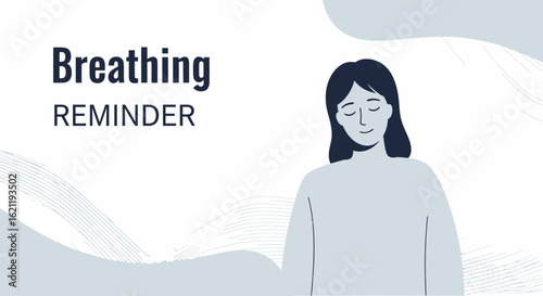 Breathing Meditation Illustration For Mental Wellness And Relaxation Reminder