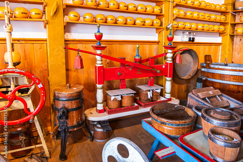 In Edam's charming Cheese Square is the Kaasvaag (Cheese Weighing House), built in the 18th century, which now houses a museum dedicated to Edam cheese. EDAM, NETHERLANDS. JULY 27, 2025.