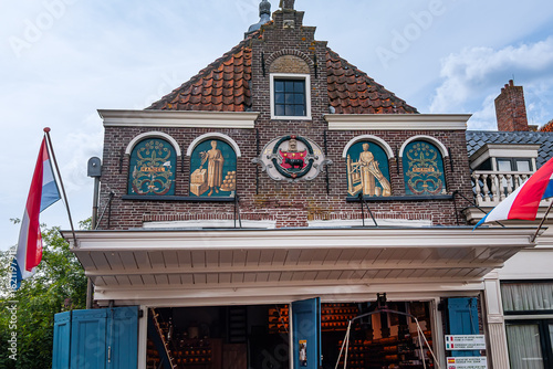 In Edam's charming Cheese Square is the Kaasvaag (Cheese Weighing House), built in the 18th century, which now houses a museum dedicated to Edam cheese. EDAM, NETHERLANDS. JULY 27, 2025.