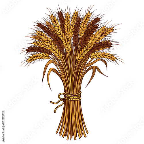 Golden wheat bundle - harvest season symbol and agricultural icon