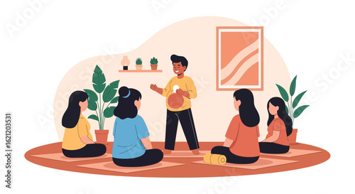 Antenatal Class With Man Talking To Group Of Pregnant Women