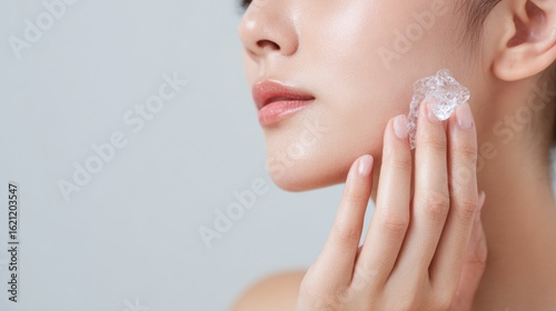 Ice Cube Facial Massage Technique Enhances Skin Tightening and Rejuvenation for a Glowing Complexion in a Serene Setting