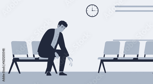 Anxious Businessman Waiting For An Interview Depicts Career Concerns