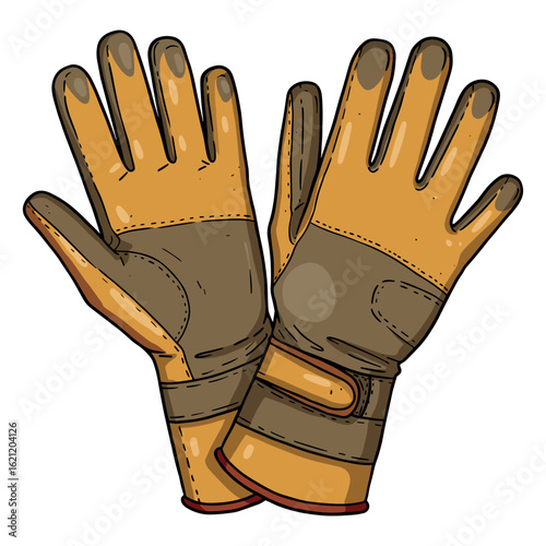 Brown and tan work gloves with protective padding