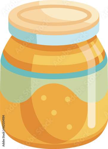 Glass jar of orange baby food puree