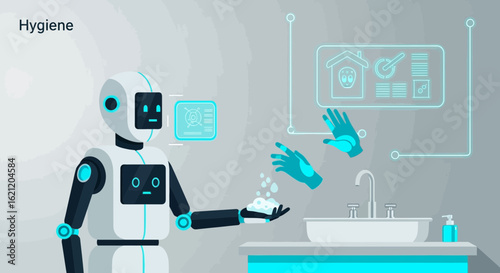 Automated Personal Care Robotic Assistant Washing Hands Using Holographic Technology