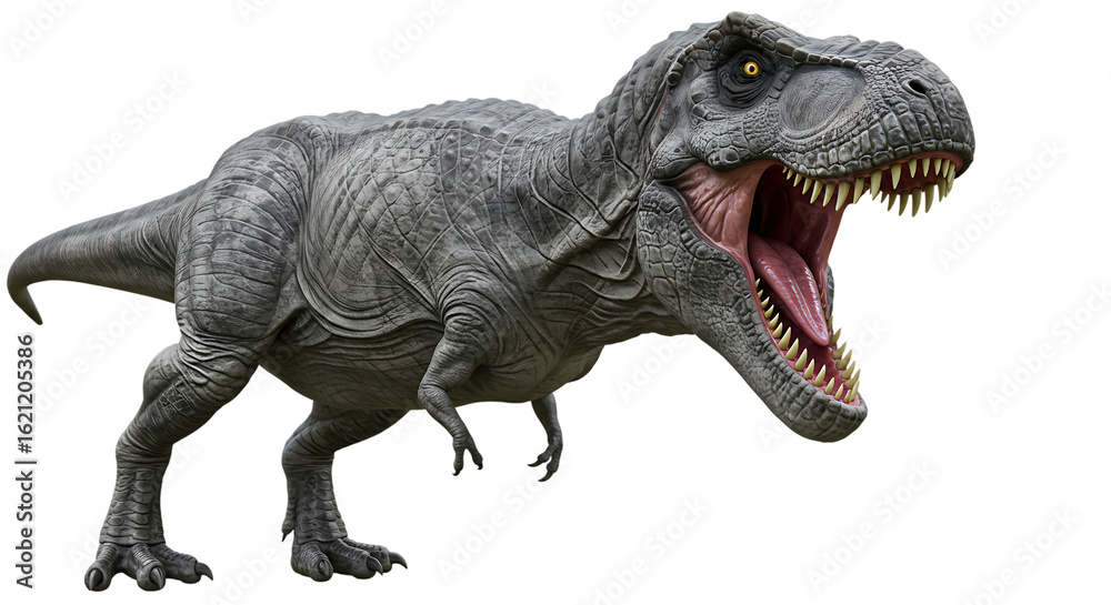 Fototapeta premium Prehistoric Carnivorous Dinosaur Rendering on Isolated Transparent Background