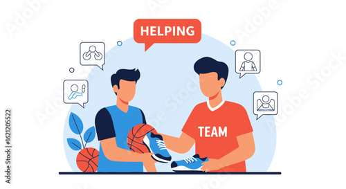 Basketball Community Promoting Kindness And Collaboration Through Supportive Gestures