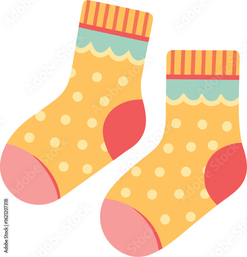 Cozy yellow polka dot socks with ribbed cuffs