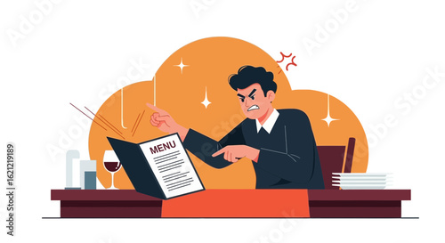 Angry Customer Complaining About Menu in Restaurant for Bad Service