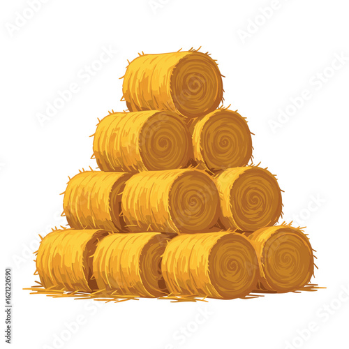 Stacked hay bales pyramid arrangement