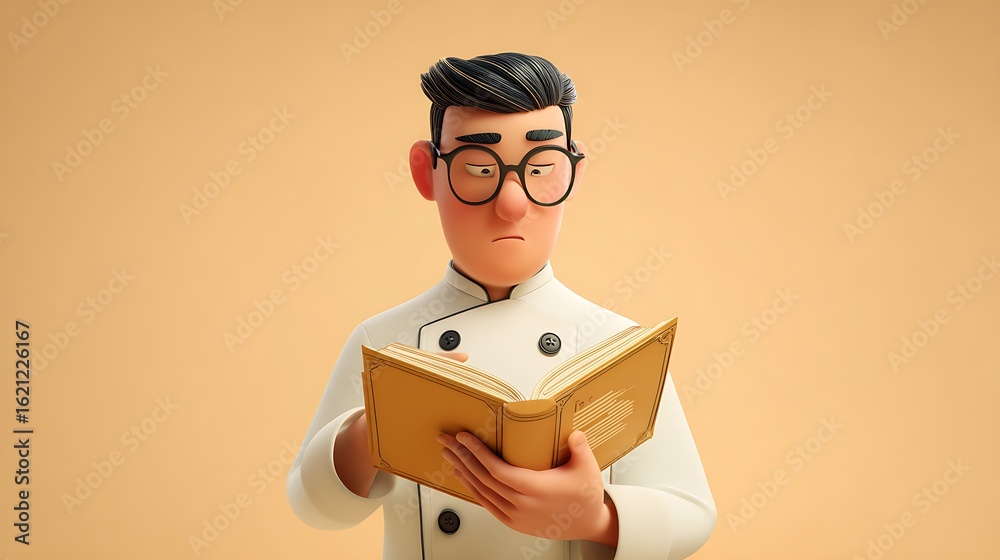 Fototapeta premium a chef is looking at a recipe book