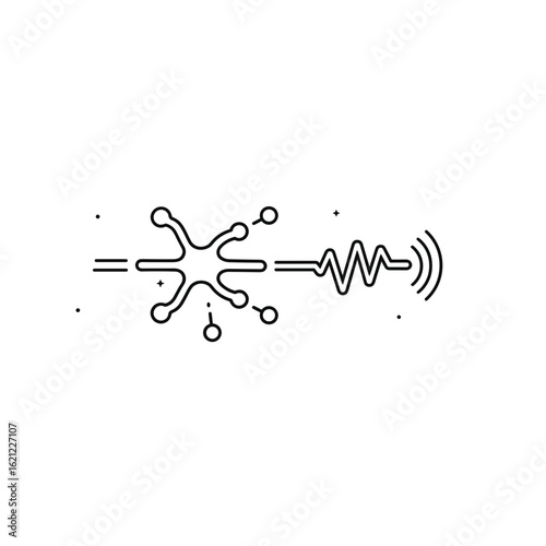 Neuron signal waveform vector illustration on a transparent background