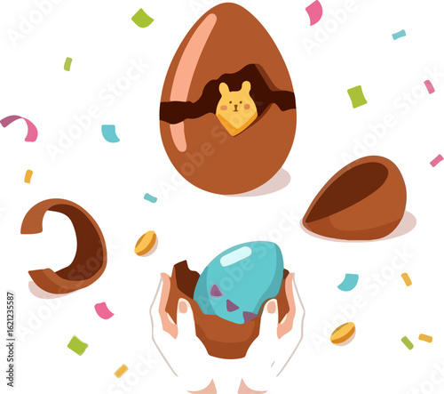 chocolate egg with the toy inside, Egg in hand