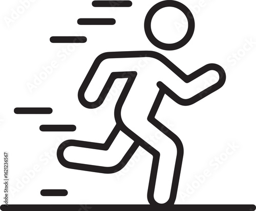 Dynamic figure sprinting forward with motion lines, symbolizing speed, progress, and achieving ambitious goals in business and personal development