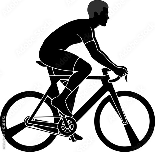Silhouette of a cyclist riding a road bike graphic vector illustration sport fitness endurance speed cycling training athletic