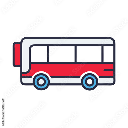 Bus icon in red and blue with simple lines