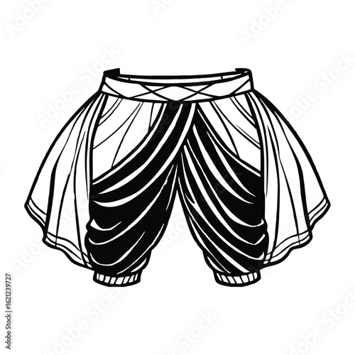 Silhouette of dhoti salwar isolated on a white background