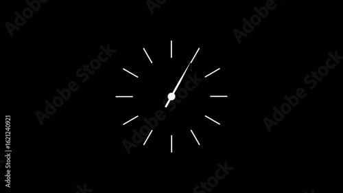 Clock spinning, watch animation on transparent background with alpha channel. Clock icon flat style 24 hours day and night fast speed with moving timer clock rotation.
