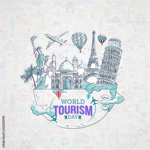 World Tourism Day Poster Design – Travel, Adventure, and Global Exploration Concept