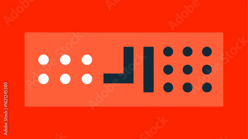 Braille Signage A clear minimalist sign with braille letters and large highcontrast text set against a bright background to promote visibility.