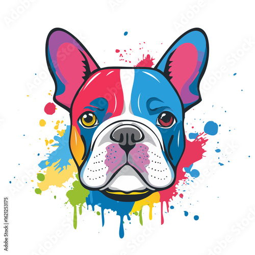 Colorful Graffiti French Bulldog Dog Isolated on a Transparent Background 