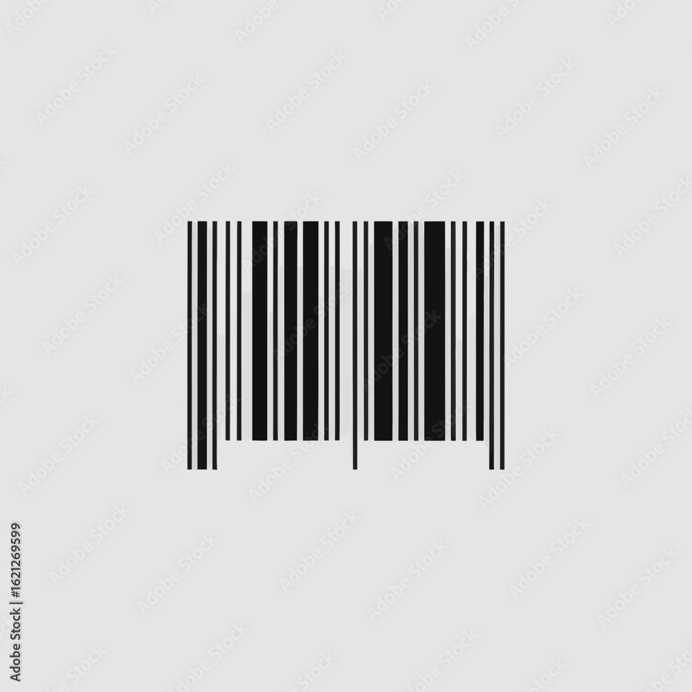 Black barcode silhouette with vertical lines isolated on white background Black barcode silhouette with vertical lines isolated on white background
