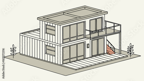 Smart House with Shipping Container, Modern Shipping Container Home, Container house, Container custom home design Plan with Top View for Architectural and Real Estate Design, Small Home