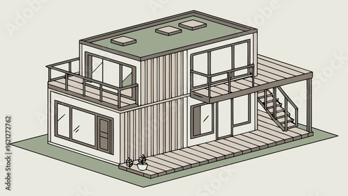 Smart House with Shipping Container, Modern Shipping Container Home, Container house, Container custom home design Plan with Top View for Architectural and Real Estate Design, Small Home
