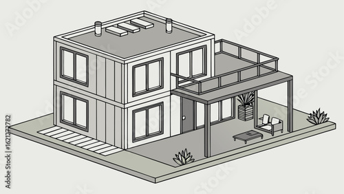 Smart House with Shipping Container, Modern Shipping Container Home, Container house, Container custom home design Plan with Top View for Architectural and Real Estate Design, Small Home