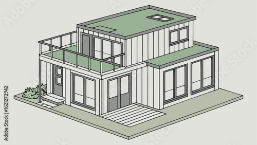 Smart House with Shipping Container, Modern Shipping Container Home, Container house, Container custom home design Plan with Top View for Architectural and Real Estate Design, Small Home