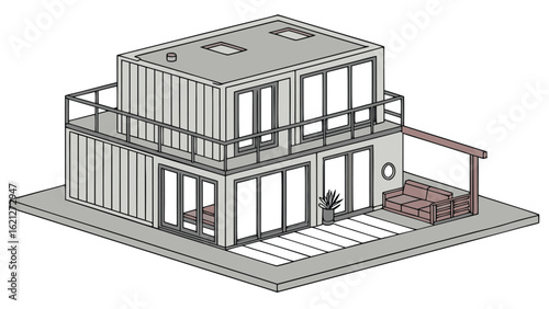 Smart House with Shipping Container, Modern Shipping Container Home, Container house, Container custom home design Plan with Top View for Architectural and Real Estate Design, Small Home