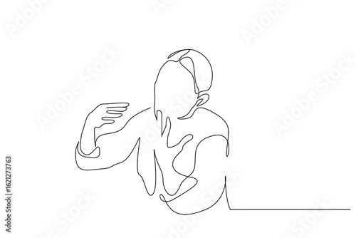 person employee business person talk meeting explanation plan one line art vector