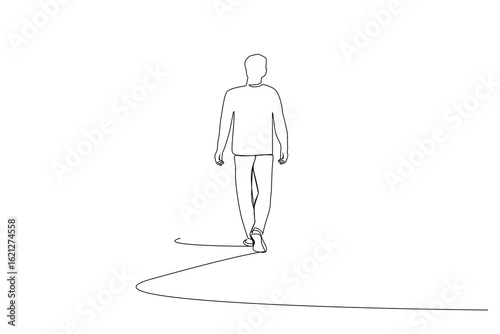 person walk go away free relax alone thoughtful back view one line art design vector